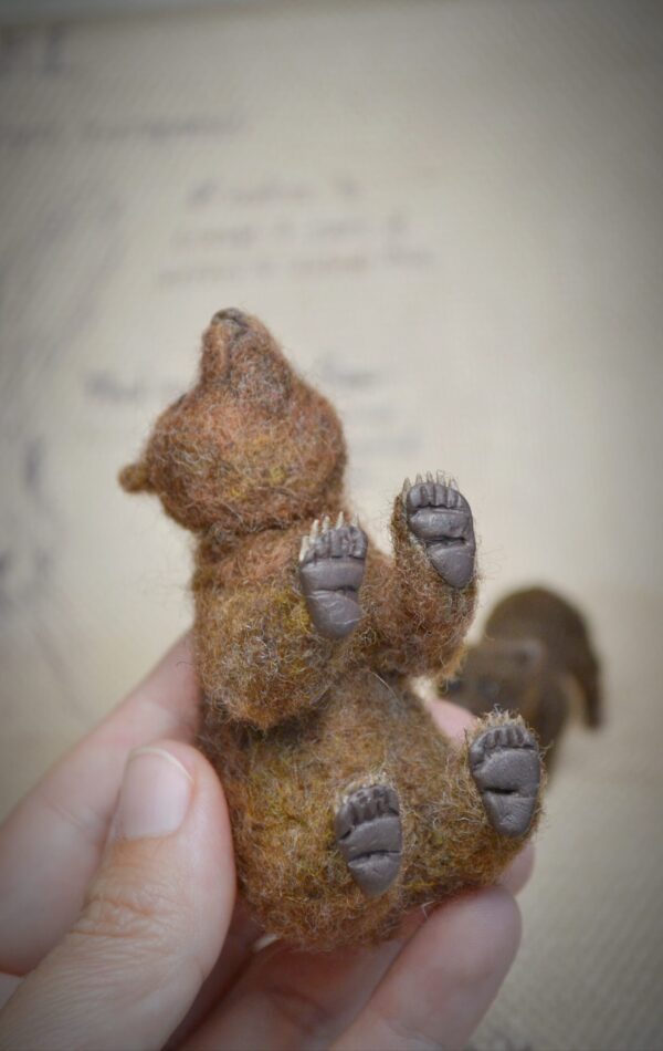 Bear and Cub miniature Needle Felted Wool Sculpture Set - Image 9