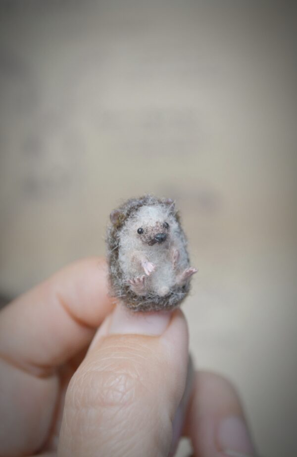 tiny hedgehog needle felting collectible miniature