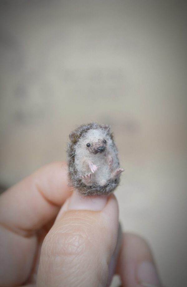 tiny hedgehog needle felting collectible miniature