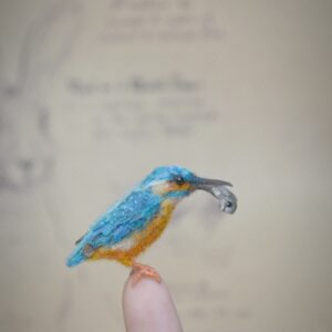 felted miniature kingfisher bird