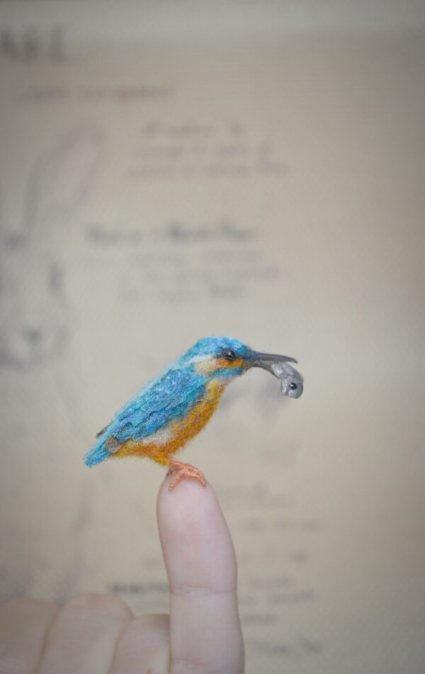 felted miniature kingfisher bird