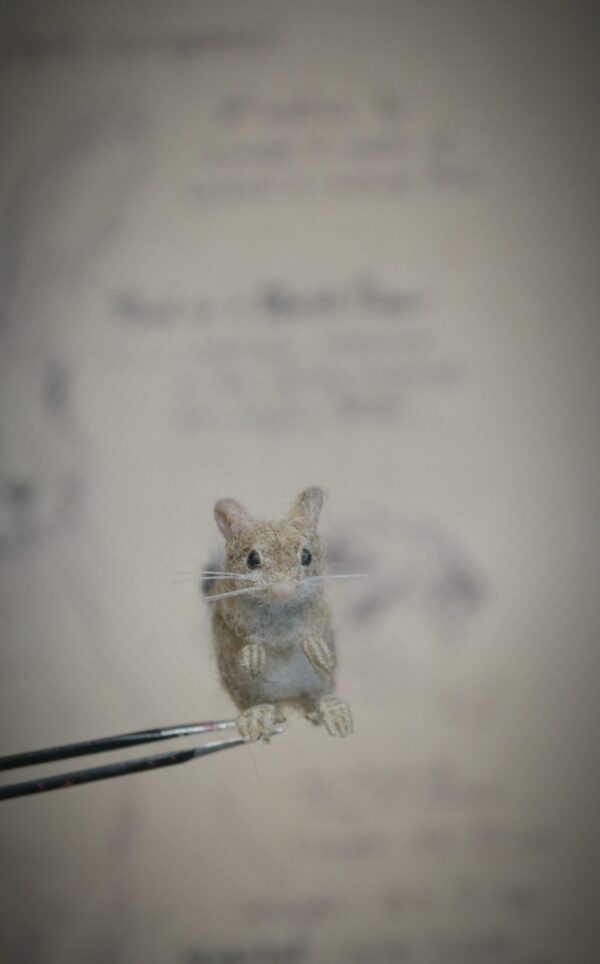 Miniature Needle Felted Jerboa – 3 cm Handmade felted Animal - Image 4