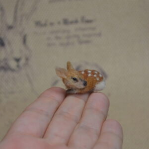 Tiny Needle Felted Fawn – Handmade Wool Miniature