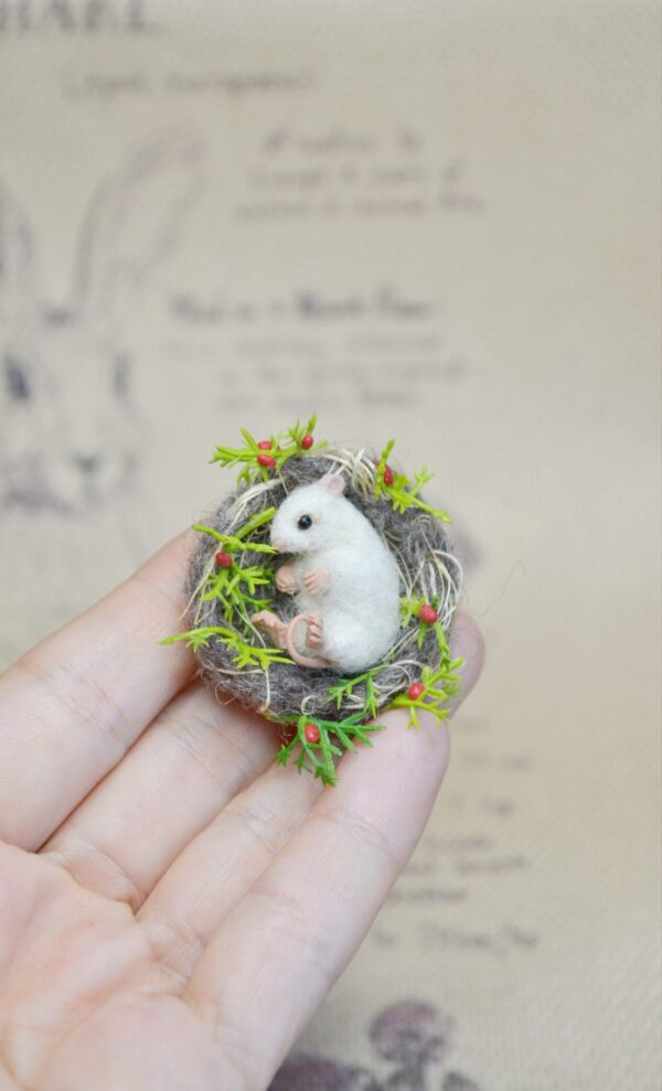 miniature felted mouse