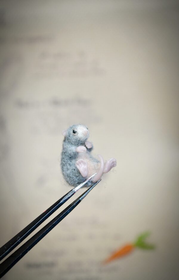 Mouse with Carrot Needle Felted Miniature - Image 6
