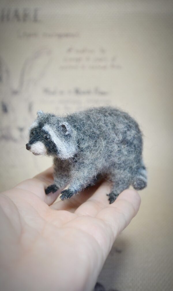 Raccoon Needle Felted Miniature - Image 2