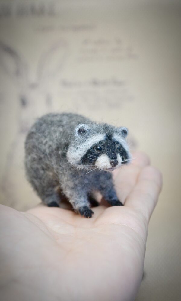 Raccoon Needle Felted Miniature - Image 3
