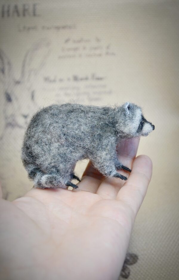 Raccoon Needle Felted Miniature - Image 4