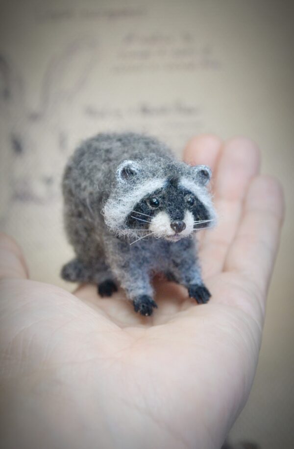 Raccoon Needle Felted Miniature - Image 5