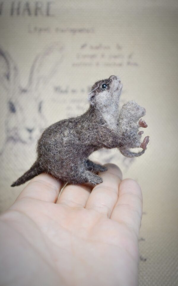 Otter with Baby Needle Felted Miniature - Image 6