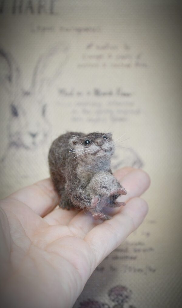Otter with Baby Needle Felted Miniature - Image 2