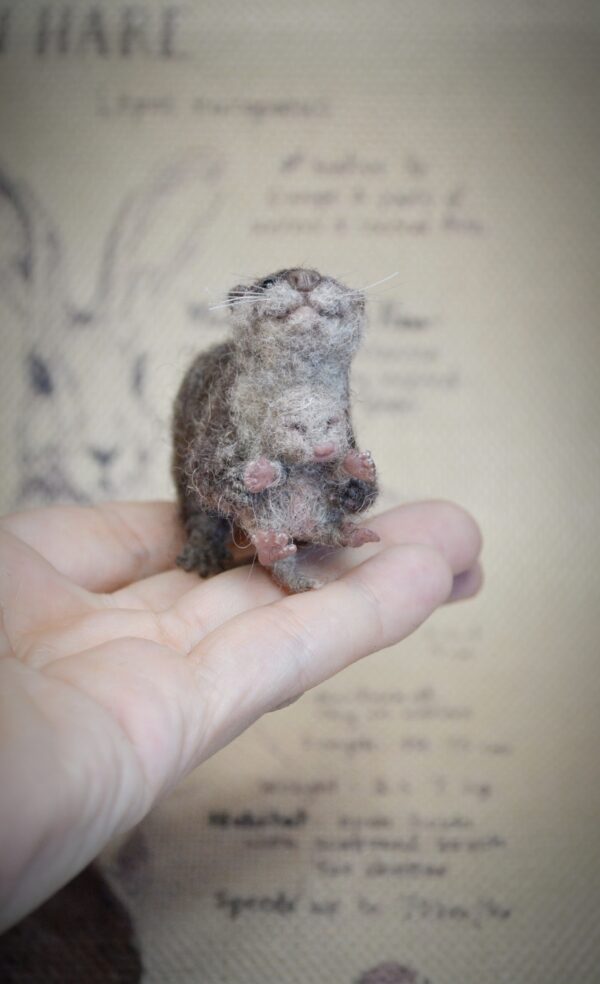 Otter with Baby Needle Felted Miniature - Image 3