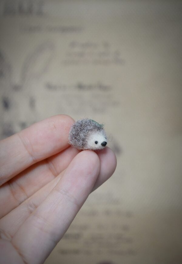 Tiny Felted Hedgehog – Handmade Wool Miniature