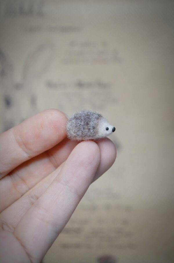Hedgehog Needle Felted Miniature - Handmade wool  sculpture - Image 4