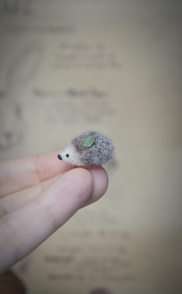 Hedgehog Needle Felted Miniature - Handmade wool  sculpture - Image 5