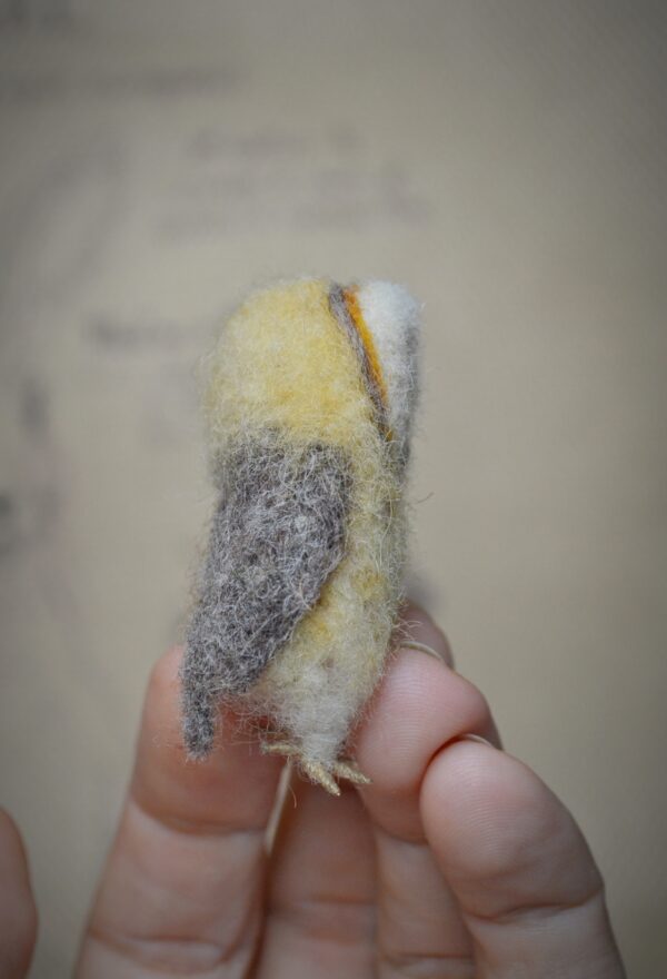 Owl with Tilted Head Needle Felted Miniature Handmade Wool Figurine with Tilted Head - Image 3