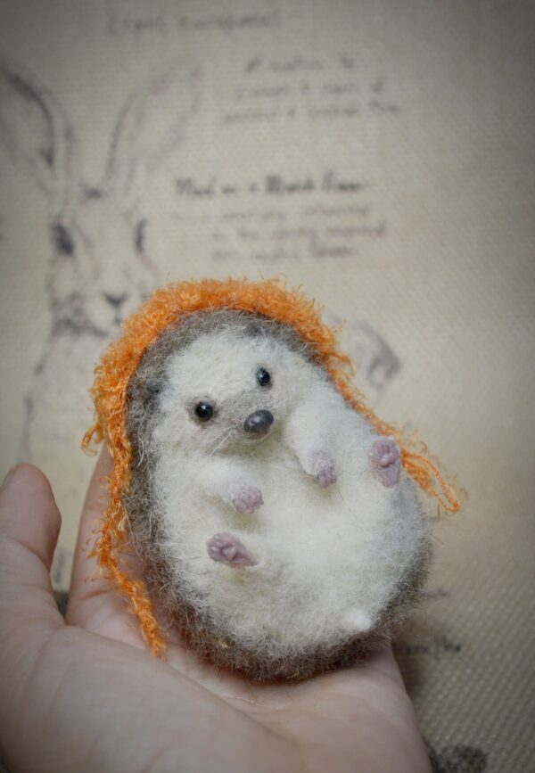 Wool Hedgehog with Hat – Handmade Felted Figurine