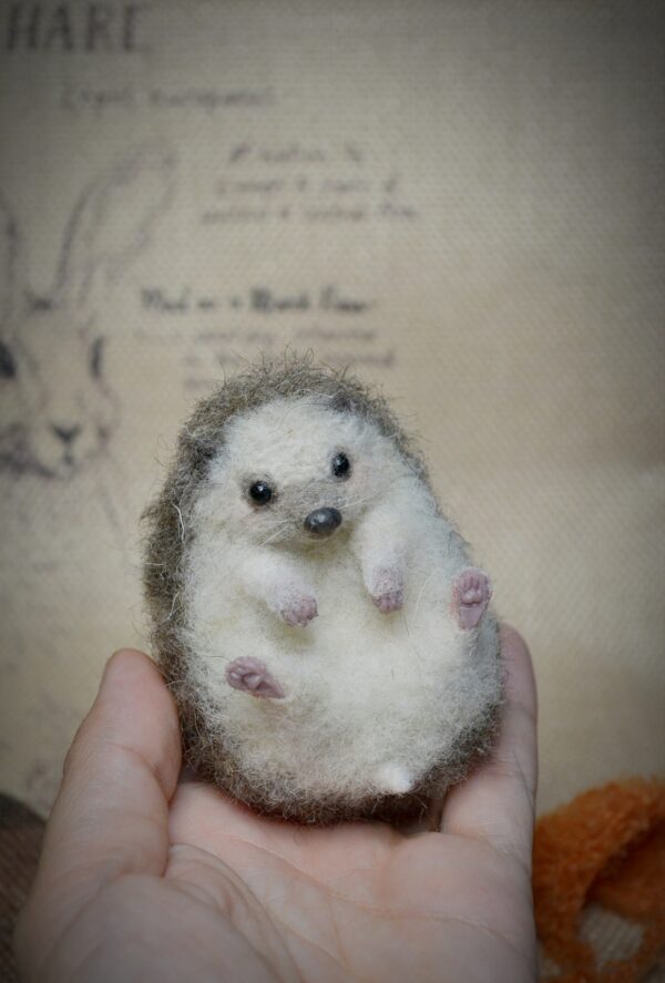 Hedgehog with Hat Needle Felted Miniature - Image 6