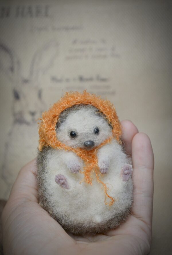 Hedgehog with Hat Needle Felted Miniature - Image 7