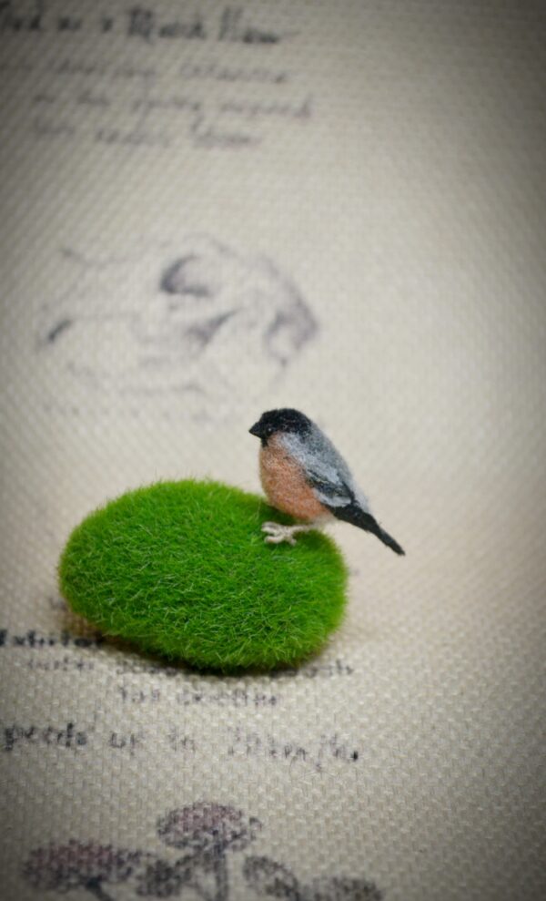 Bullfinch Bird Needle Felted Miniature - Image 9