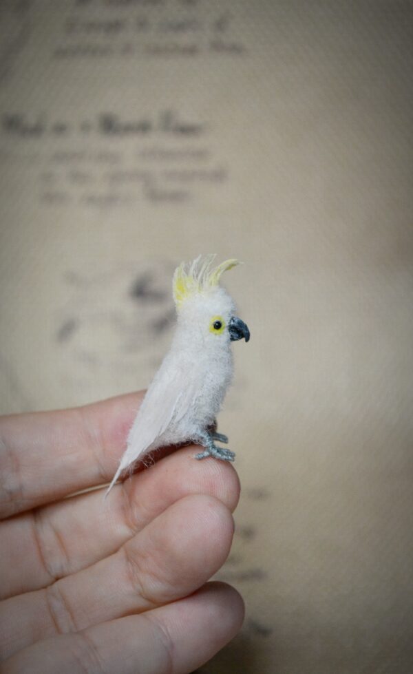 Cockatoo Bird Needle Felted Miniature - Image 2