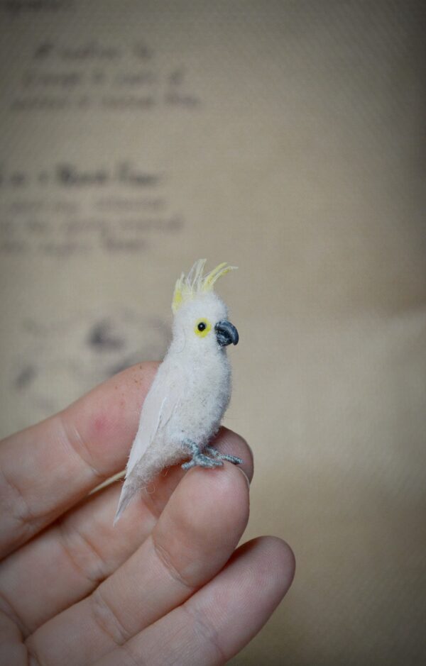 Cockatoo Bird Needle Felted Miniature - Image 3