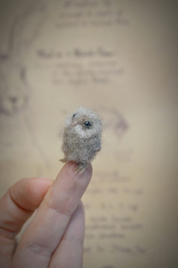 Tiny Owlet Needle Felted Miniature - Image 3