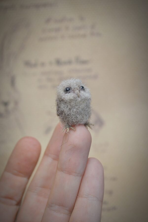Tiny Owlet Needle Felted Miniature - Image 5