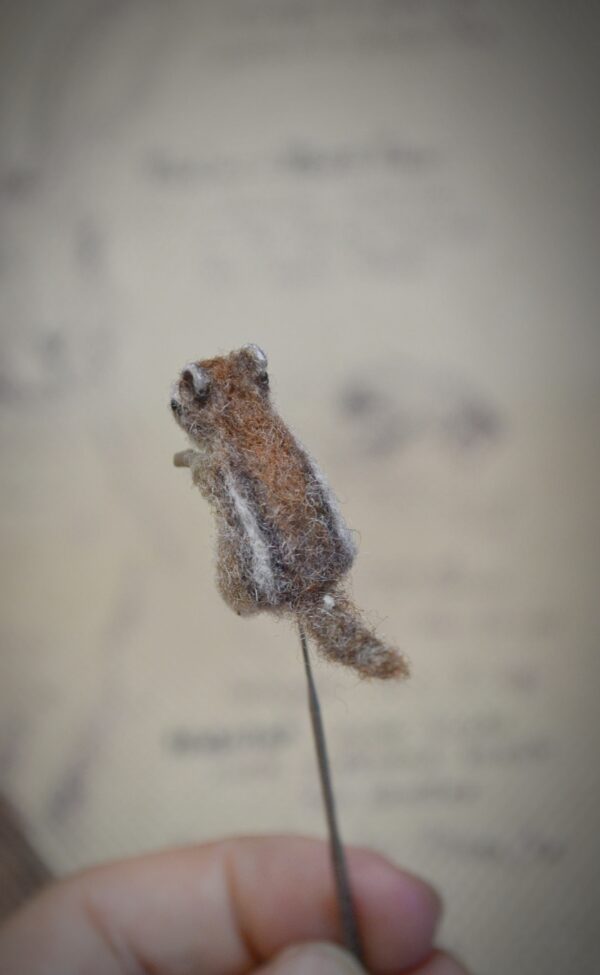Chipmunk with Peanut Needle Felted Miniature - Image 2