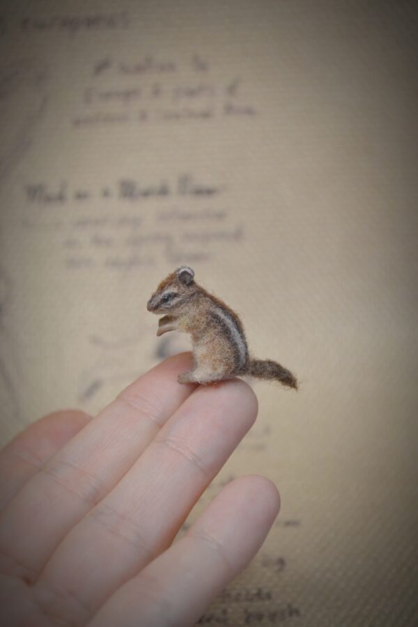 Chipmunk with Peanut Needle Felted Miniature - Image 4