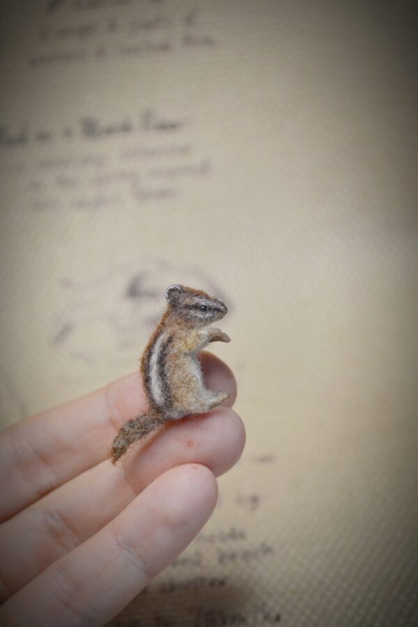 Chipmunk with Peanut Needle Felted Miniature - Image 5