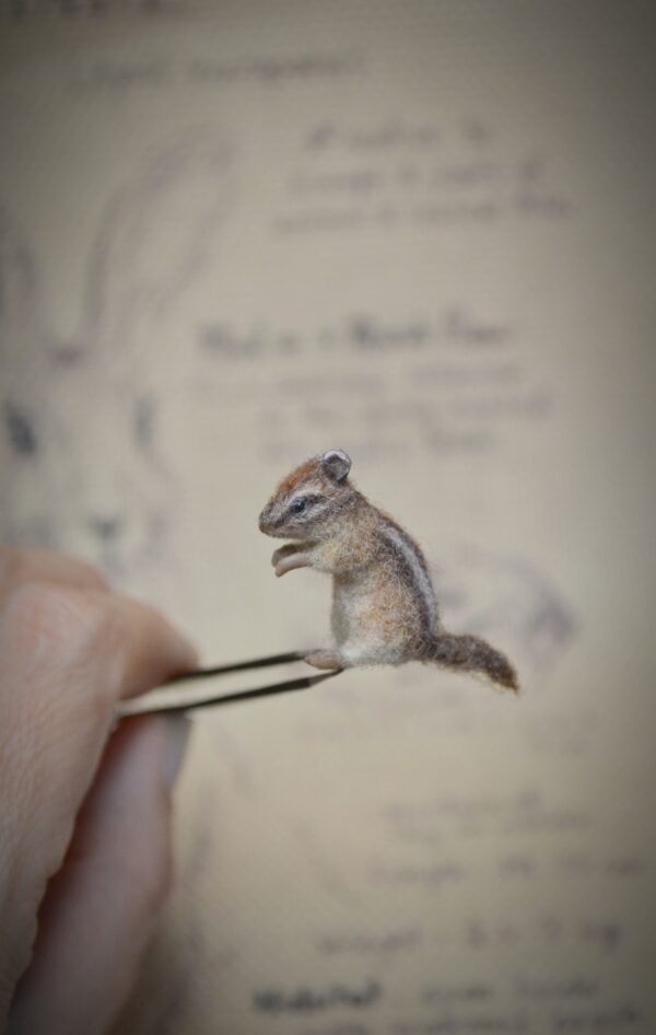 Chipmunk with Peanut Needle Felted Miniature - Image 6