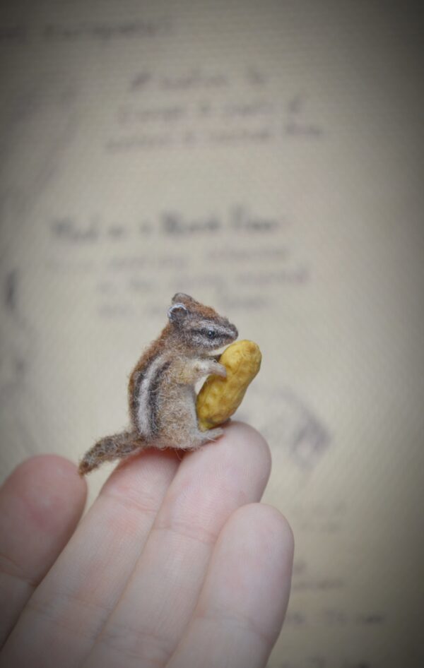 Chipmunk with Peanut Needle Felted Miniature - Image 8