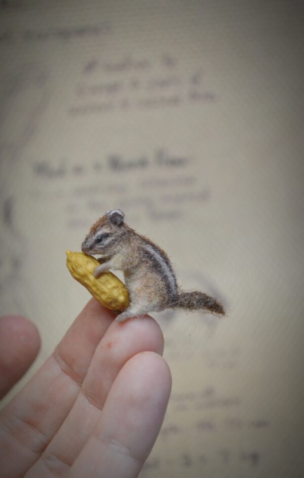 Chipmunk with Peanut Needle Felted Miniature - Image 9
