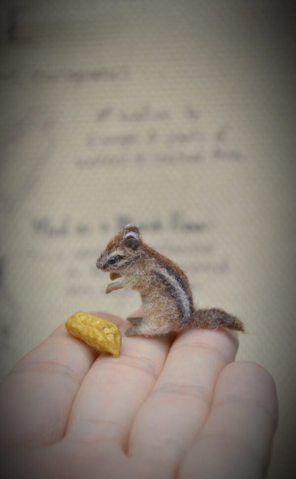 Chipmunk with Peanut Needle Felted Miniature - Image 10