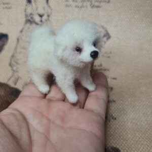 Mini Felted Bichon – Handmade Fluffy White Dog