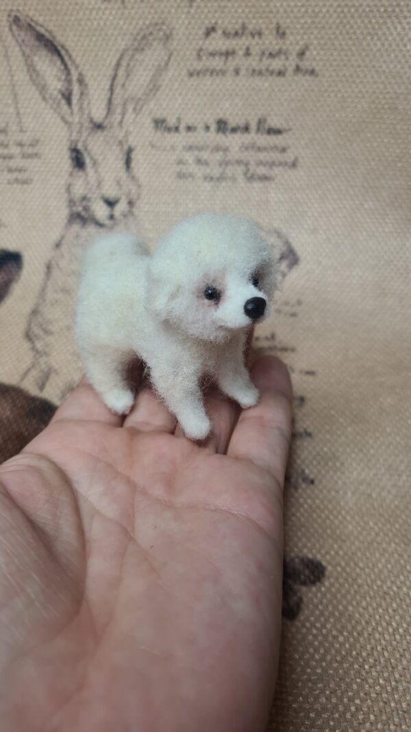 Mini Felted Bichon – Handmade Fluffy White Dog