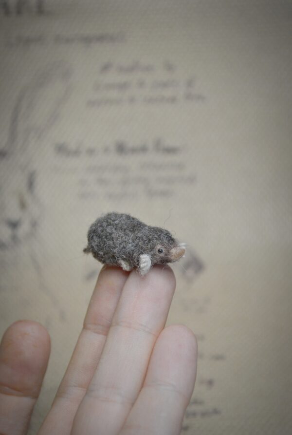 Miniature Felted Mole – Handmade Wool Anima