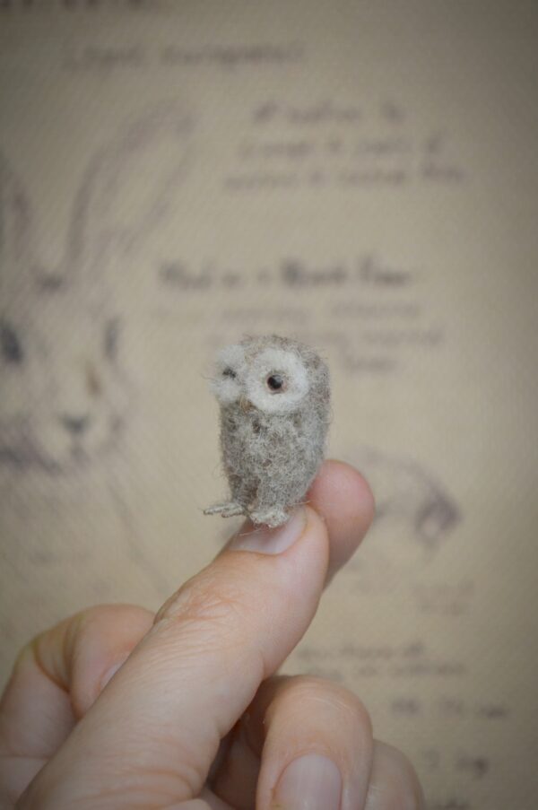 Owlet Needle Felted Miniature – Winking Owl - Image 4