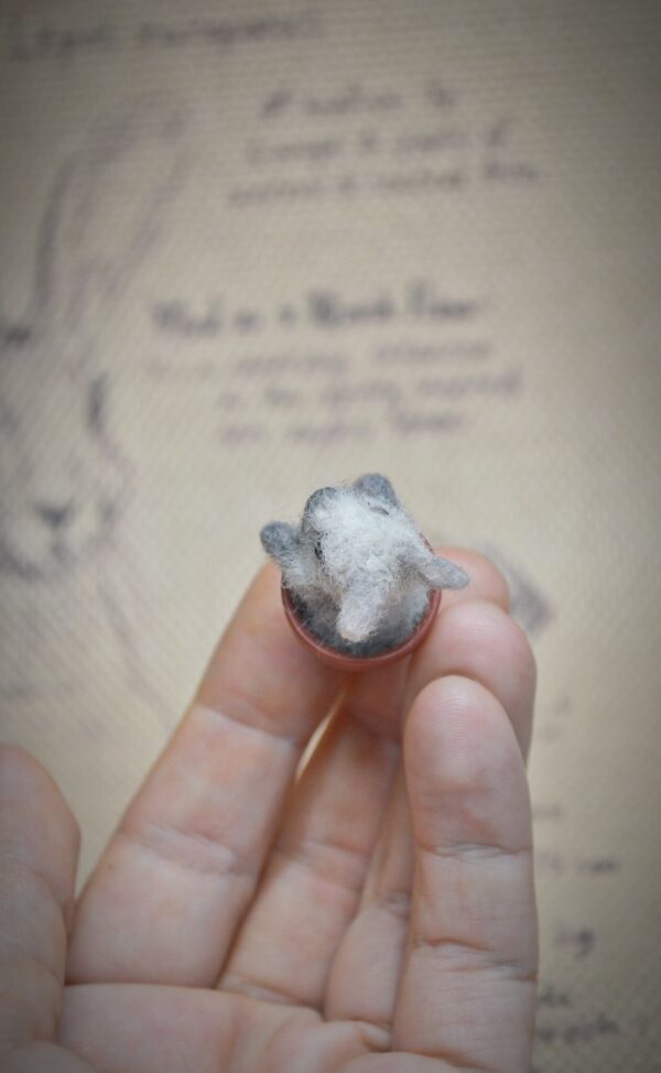 Rabbit in Flower Pot Needle Felted Miniature - Image 4