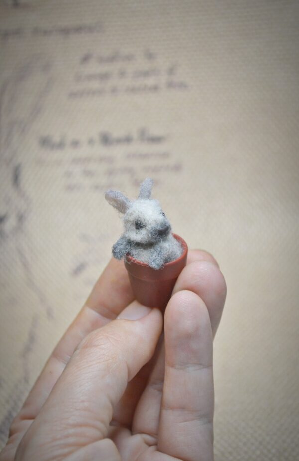 Rabbit in Flower Pot Needle Felted Miniature - Image 7