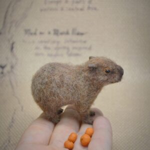 Needle Felted Capybara with Mandarins – Handmade Wool Art