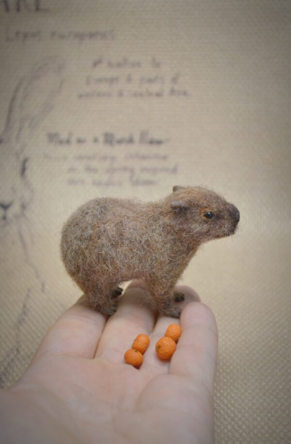 Needle Felted Capybara with Mandarins – Handmade Wool Art