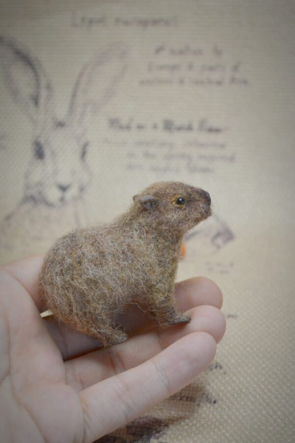 Capybara with Mandarins Needle Felted Miniature - Image 9