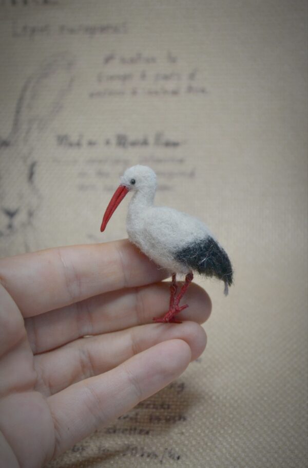 Stork Needle Felted Miniature - Image 6