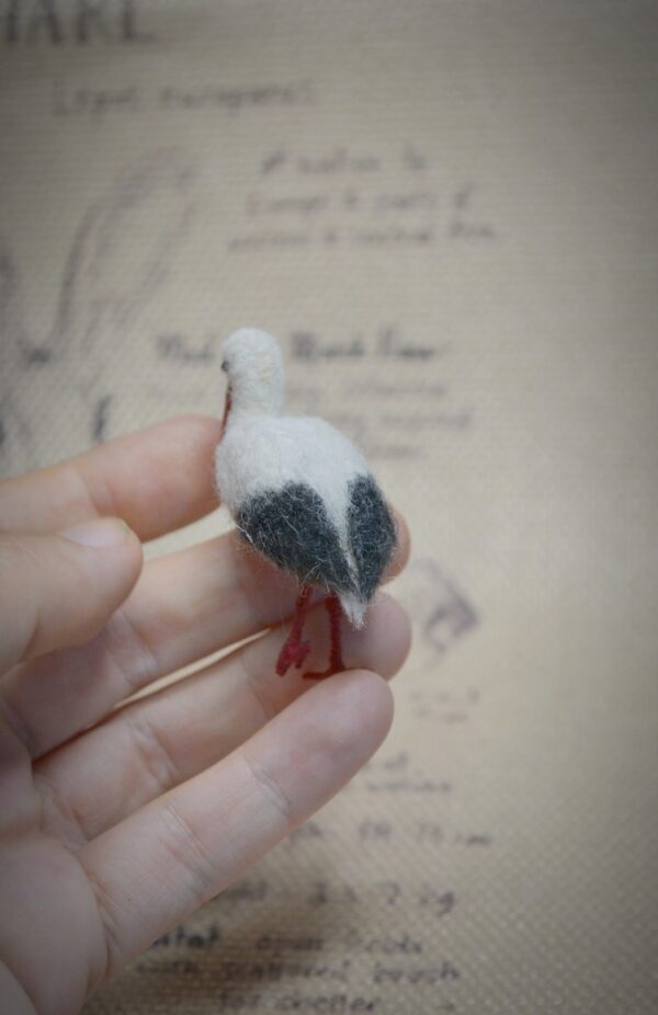 Stork Needle Felted Miniature - Image 2