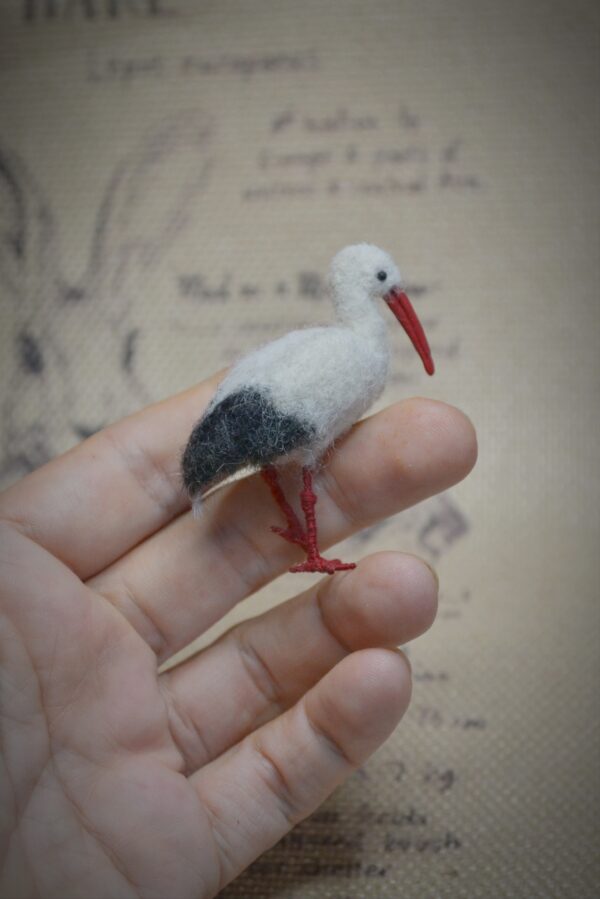Stork Needle Felted Miniature - Image 3