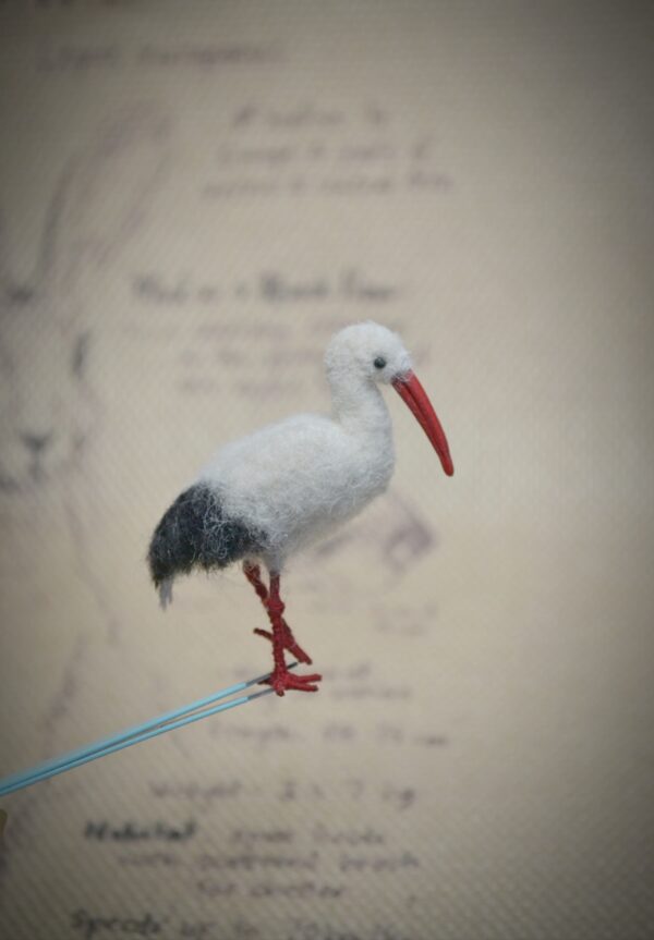 Stork Needle Felted Miniature - Image 4