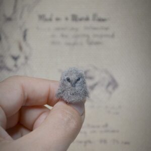 Tiny Needle Felted Owl Chick – Handmade Miniature