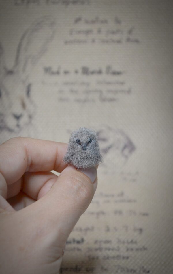 Tiny Needle Felted Owl Chick – Handmade Miniature